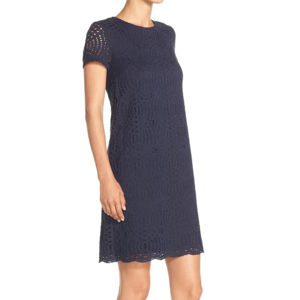 Maggy London Navy Crochet Shift‎ Dress Sz 2 - NWT
